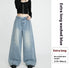 Women's Loose Wide Leg Draping Mop Slimming High Waist Denim Trousers