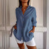 Women's Long Sleeve Single-breasted Pleated Shirt