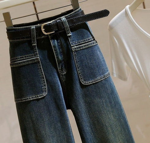 Women's Retro Stretch Loose Straight Flared Pants