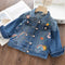 Kid's Graffiti Embroidered Lapel Short Denim Jacket