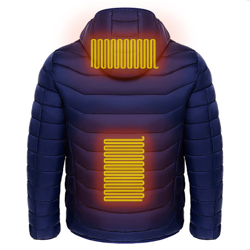 Mens Heated Puffer Jacket Electric Heating Insulated Hood Windbreaker