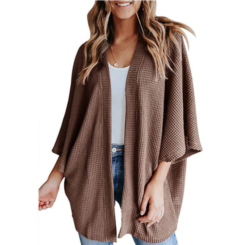 Women's Bat Sleeve Waffle Gerson Cardigan