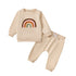 Kid's Four-color Embroidery Rainbow Shirt Fake Drawstring Trousers Two-piece Set