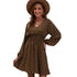 Women's Polka Print Long Sleeve A-line Dress