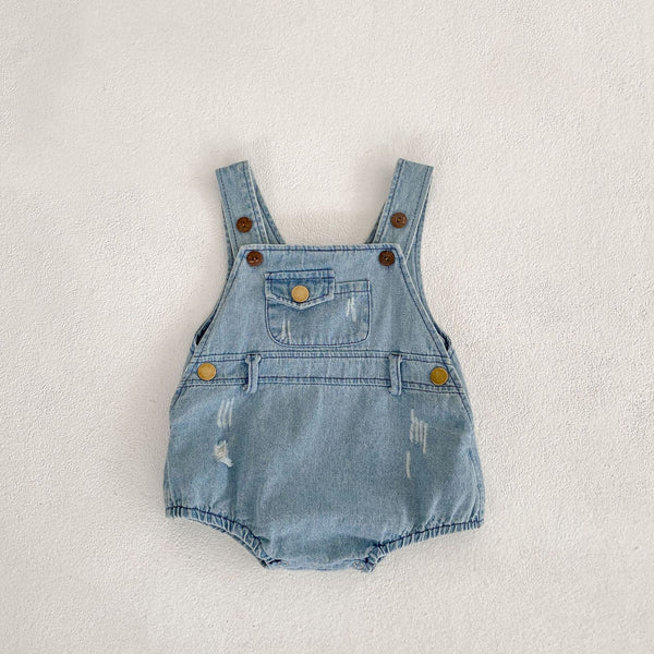 Kids Boys And Girls Denim Brace Romper Pants