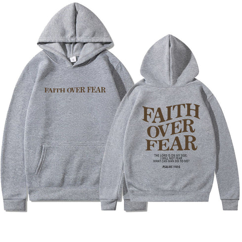 Men's And Women's Faith Fear Printed Hoodie