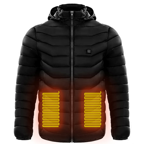 Mens Heated Puffer Jacket Electric Heating Insulated Hood Windbreaker