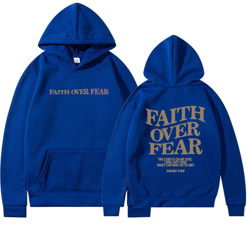 Men's And Women's Faith Fear Printed Hoodie