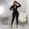 Womens Flounce Long Sleeve Pencil Pants Suit Set Narrow V-Neck