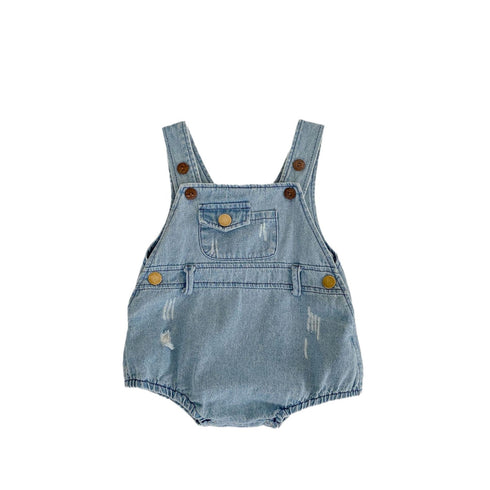 Kids Boys And Girls Denim Brace Romper Pants