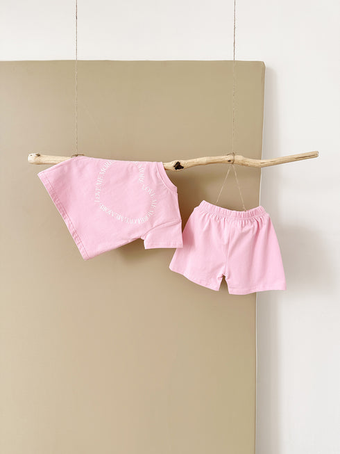 Baby Boys' And Girls' Heart Printing Two-piece Set