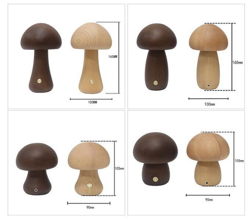 Home Decor Wooden Cute Mushroom LED Night Light With Touch Switch