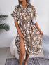Women's Loose Leopard Print Lace-up Dress