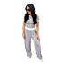 Women's Fashion Casual Wide-leg Pants Sports Fitness Gym Suit Set