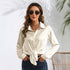 Women's Solid Colour Satin Long Sleeve Blouse