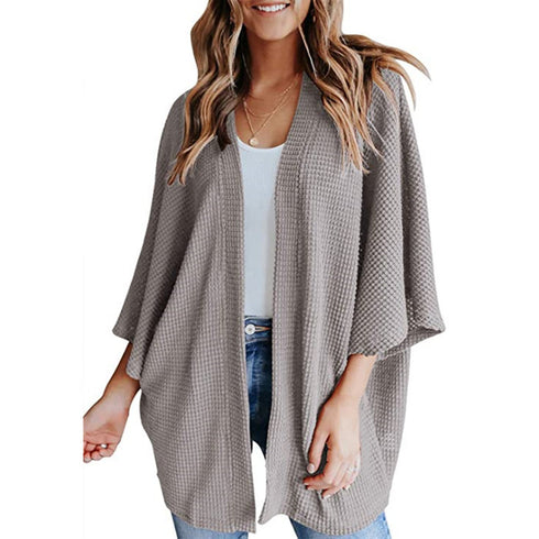 Women's Bat Sleeve Waffle Gerson Cardigan