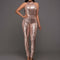 Women's Nude Back Jumpsuit Champagne Black
