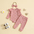 Kid's Heart Printing Jumpsuit, Trousers, Hair Band, Three-piece Set