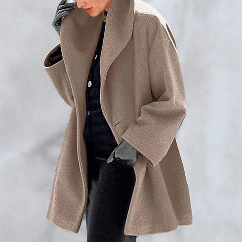 Women's Trendy Round Neck Loose Woolen Casual Coat For Autumn And Winter