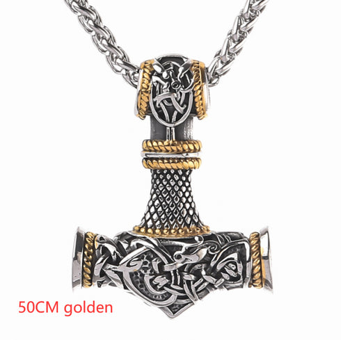 Men's Nordic Vikings Hammer Rune Pendant Necklace