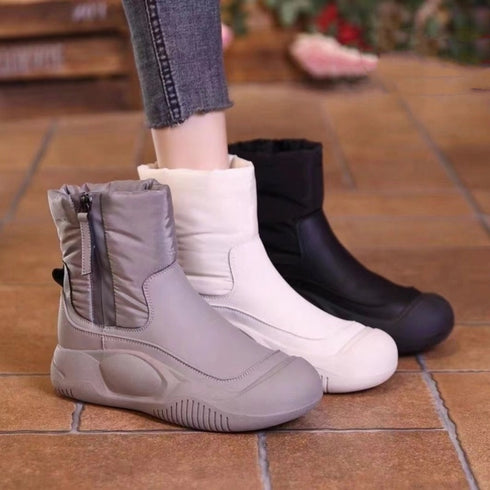 Winter Plush Snow Boots With Side Zipper For Women