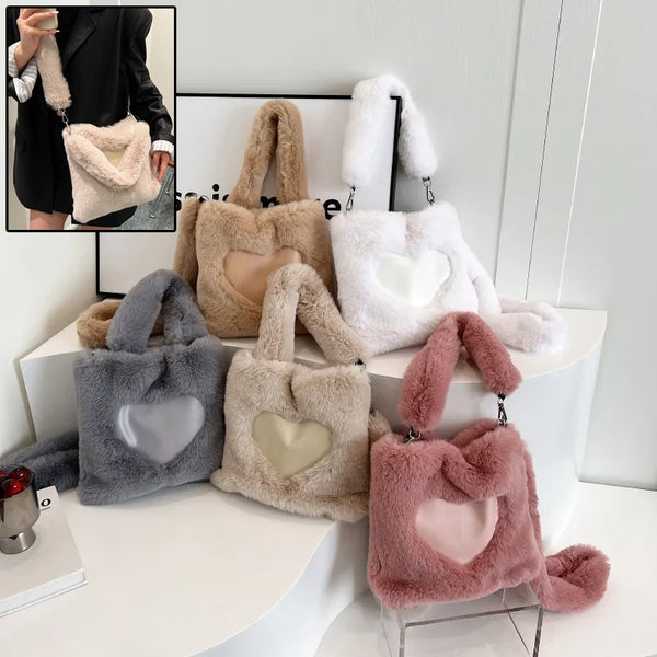 Women Fluffy Shoulder Bag Autumn Winter Style Handbag Plush Tote Fashion