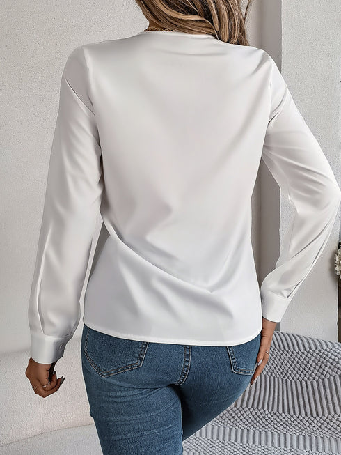 Women's Fashion V-Neck Long Sleeve Shirt for Office