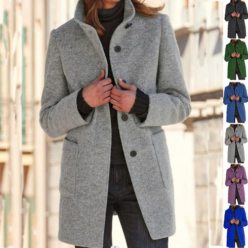 Throne's Fashion Woolen Coat Fall Winter Casual Jacket