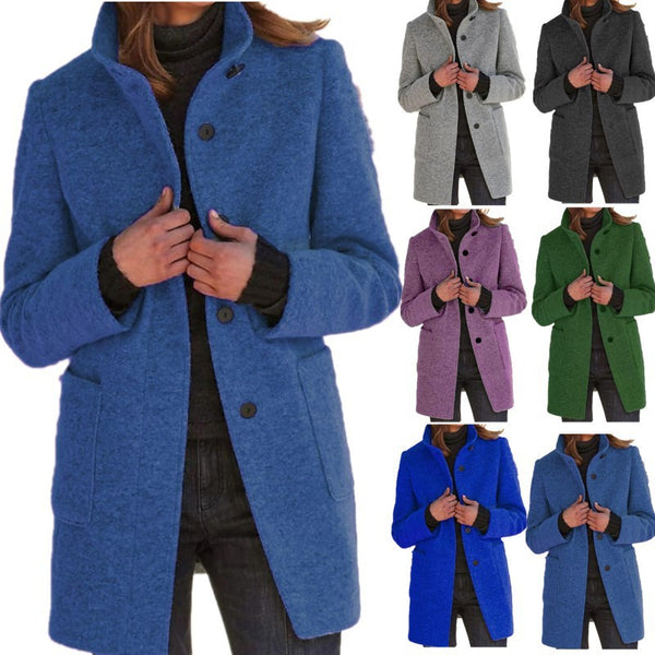 Throne's Fashion Woolen Coat Fall Winter Casual Jacket