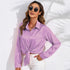 Women's Solid Colour Satin Long Sleeve Blouse