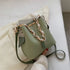 shoulder bag with chain and cloth bow in army green colour