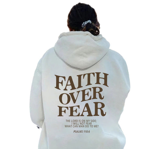 Men's And Women's Faith Fear Printed Hoodie