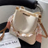 shoulder bag with chain and cloth bow in white colour